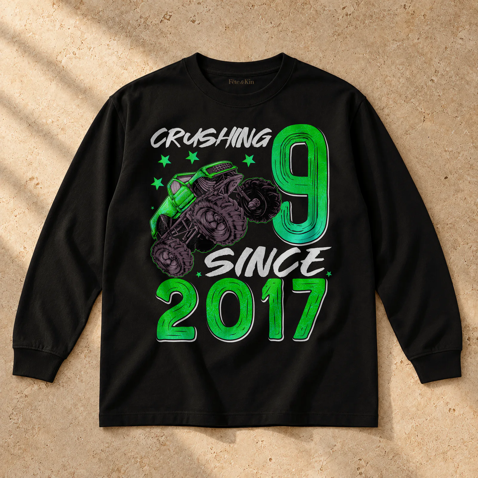 Age 9 Shirt in white on a Unisex Long Sleeve T-Shirt — Product mockup