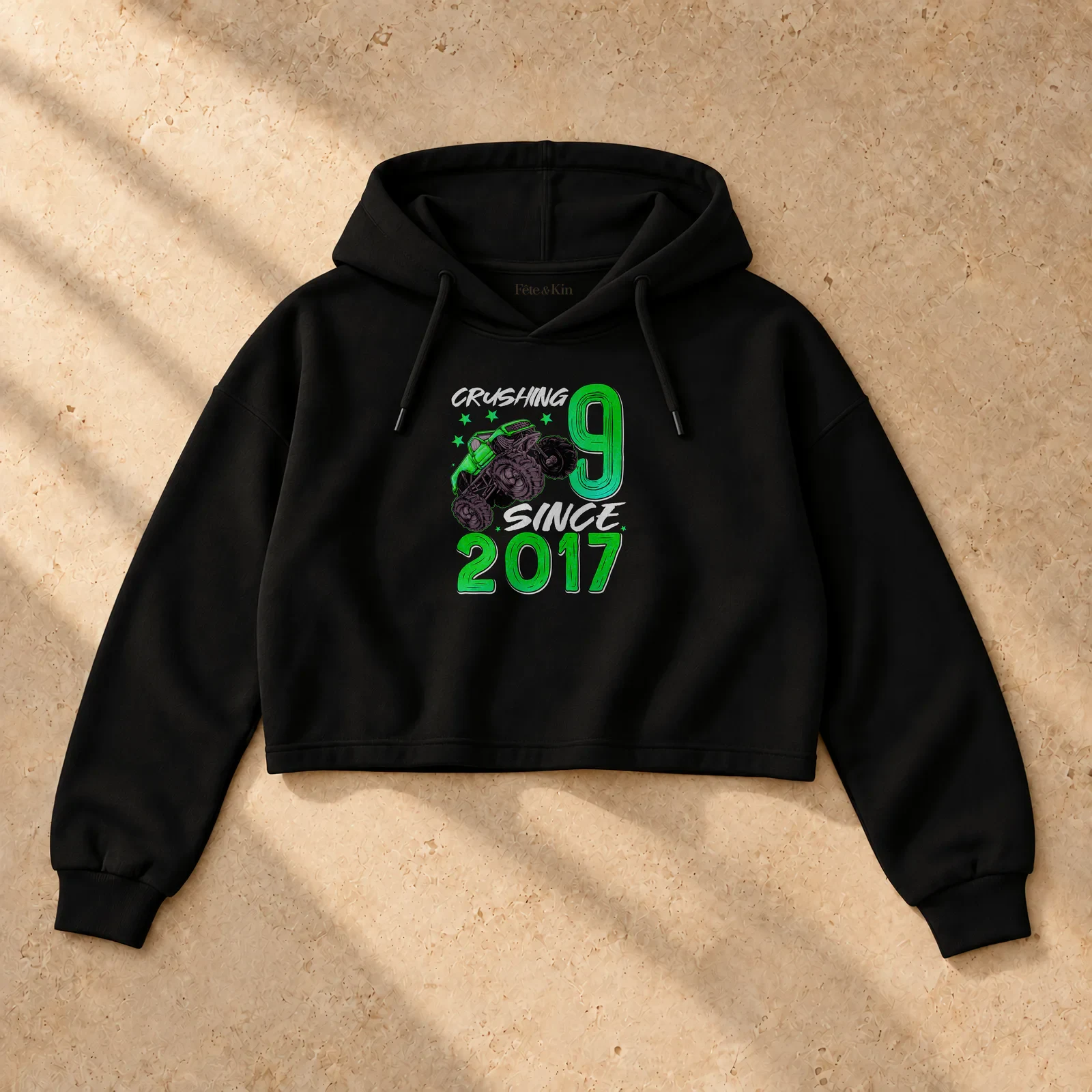 Age 9 Shirt – 9 Birthday Present For Boys – Women's Cropped Fleece Hoodie