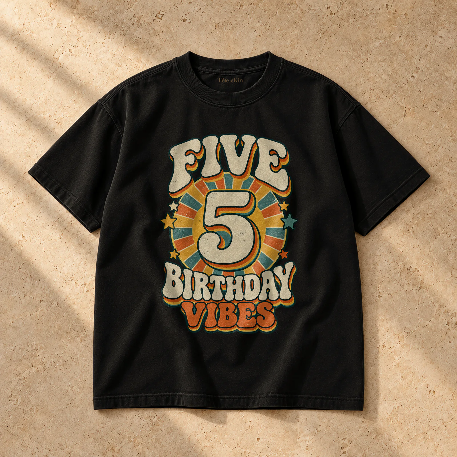 Retro Age 5 Shirts in white on a Unisex Heavy Weight T-Shirt — The full silhouette