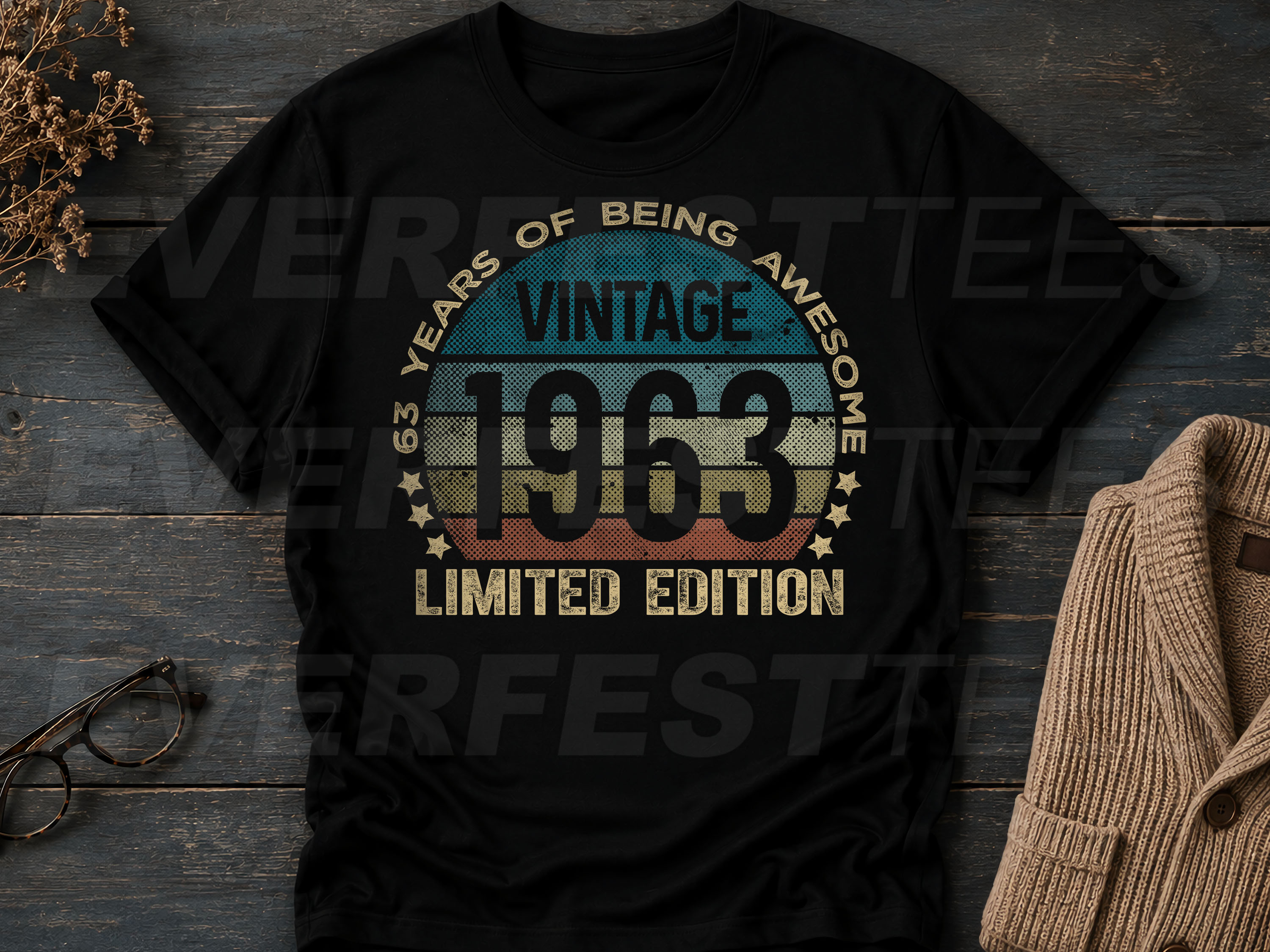 Vintage 63rd Birthday Shirt – 63 Year Old Man Unisex Heavy Weight T-Shirt